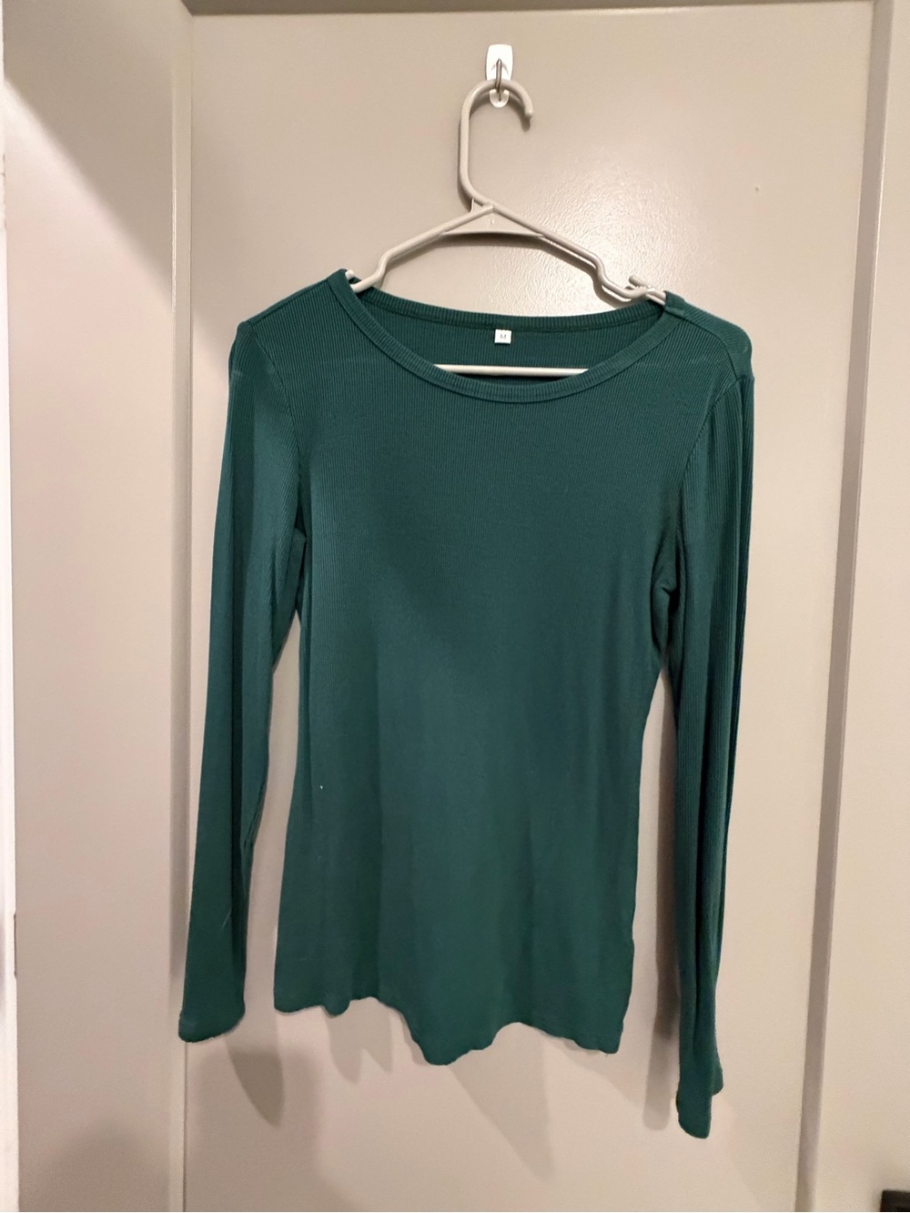 Amazon Women's Long Sleeve Crewneck Top in Teal Green